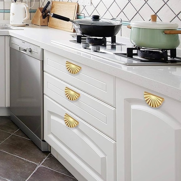 NWT Semi-Circle Gold Dresser Handles - Picture 2 of 3